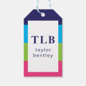 Bright Rugby Stripes Monogrammed Gift Labels Cadeaulabel (Voorkant)