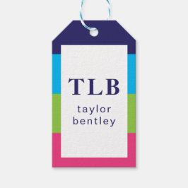 Bright Rugby Stripes Monogrammed Gift Labels Cadeaulabel