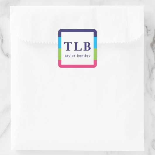 Bright Rugby Stripes Monogrammed Stickers (Tas)