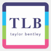 Bright Rugby Stripes Monogrammed Stickers (Voorkant)