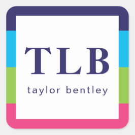 Bright Rugby Stripes Monogrammed Stickers