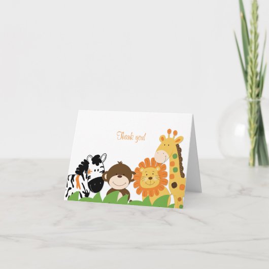 Bright Safari Dieren gevouwen Dank u wel Bedankkaart (Voorkant)
