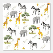 Bright Safari Nursery Wallpaper – Giraffes, Zebra' Behang (Voorkant)