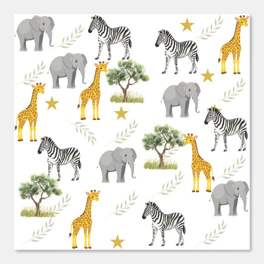 Bright Safari Nursery Wallpaper – Giraffes, Zebra' Behang (Voorkant)