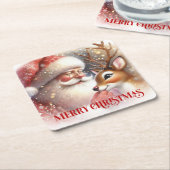 Bright Santa Claus Rudolph Festive Holiday Coaster Kartonnen Onderzetters (Schuin)