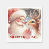 Bright Santa Rudolph Christmas Table Napkins Servet (Voorkant)