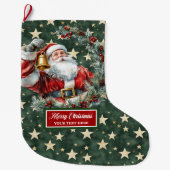 Bright  Santa Stocking met aangepaste naam Grote Kerstsok (Voorkant)