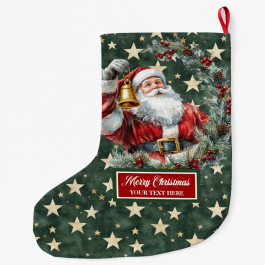 Bright  Santa Stocking met aangepaste naam Grote Kerstsok (Achterkant)