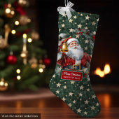 Bright  Santa Stocking met aangepaste naam Grote Kerstsok