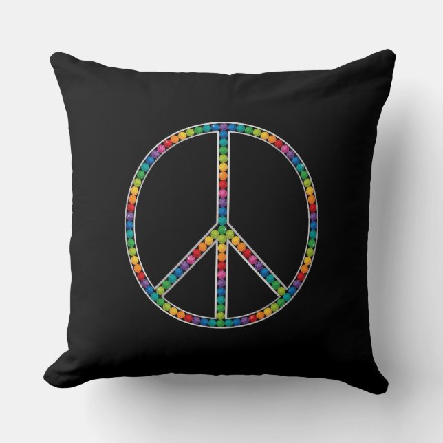 Bright Sapphire Jewel Gem Bling Diamond Peace Sign Kussen (Voorkant)