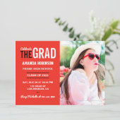 Bright Scarlet Red en White Graduation Party Kaart (Staand voorkant)