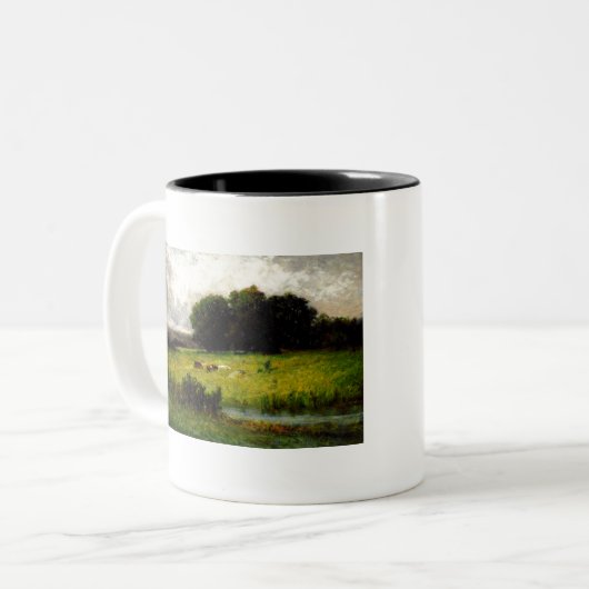 Bright Scene van vee in de buurt van Stream - Edwa Tweekleurige Koffiemok (Voorkant links)