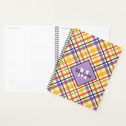 Bright School Plaid Monogram Planner Paarse (Display)