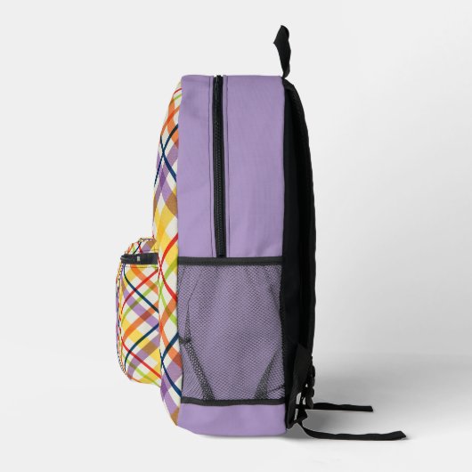 Bright School Plaid Purple Monogram Bedrukte Rugzak (Rechts)