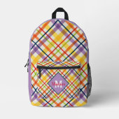 Bright School Plaid Purple Monogram Bedrukte Rugzak (Voorkant)
