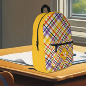 Bright School Plaid Yellow Monogram Bedrukte Rugzak