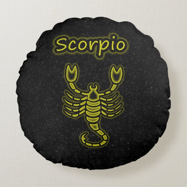 Bright Scorpio Rond Kussen (Voorkant)