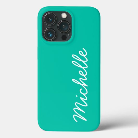 Bright Seafoam Green & White Custom Name of Text Case-Mate iPhone Case (Achterkant)