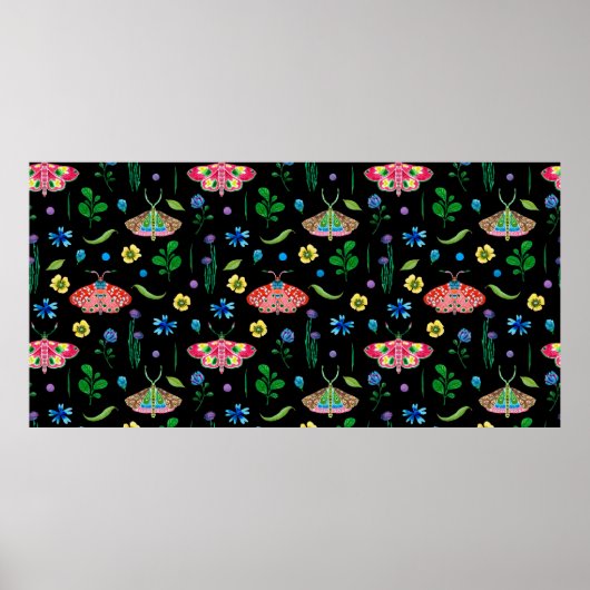 Bright seamless pattern with multicolored butterfl poster (Voorkant)