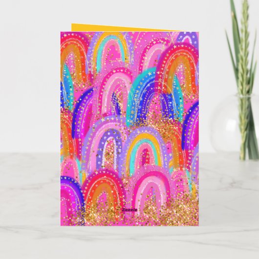 Bright Sequin Letters Rainbow Bedankkaart (Achterkant)