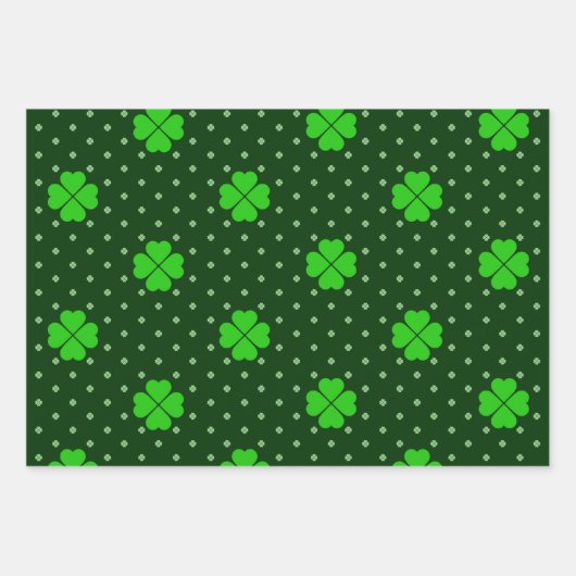 BRIGHT SHADES OF GREEN IRISH SHAMROCKS INPAKPAPIER VEL (Voorkant)
