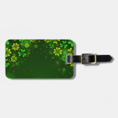 BRIGHT SHADES OF GREEN ST PATRICKS DAY SHAMROCKS BAGAGELABEL (Voorkant horizontaal)