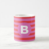 Bright Shades of Pink Striped Monogrammed Koffiemok (Center)