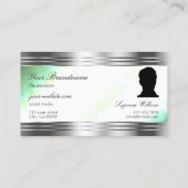 Bright Shimmery Mint met Silver Border Logo Foto Visitekaartje (Achterkant)