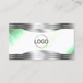 Bright Shimmery Mint met Silver Border Logo Foto Visitekaartje (Voorkant)