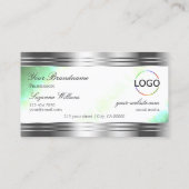 Bright Shimmery Mint met zilveren randen en Logo Visitekaartje (Achterkant)