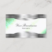 Bright Shimmery Mint met zilveren randen en Logo Visitekaartje (Voorkant)