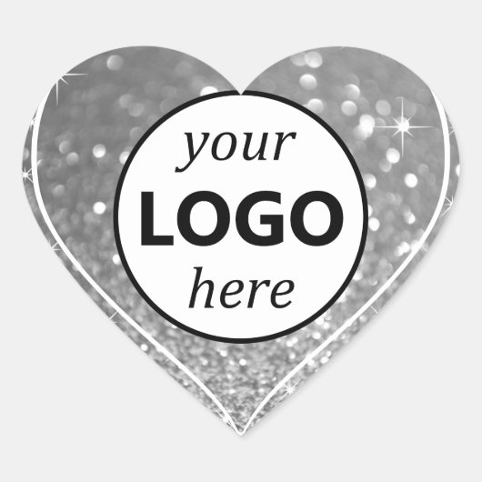Bright Shimmery Silver Glitter Sparkle Stars Logo Hart Sticker (Voorkant)