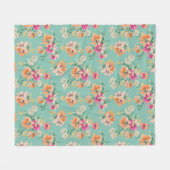 Bright Sketch Floral Pattern Fleece Deken (Voorkant (Horizontaal))