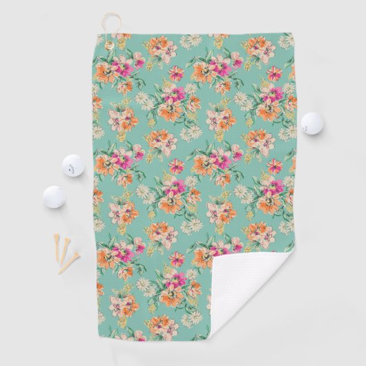 Bright Sketch Floral Pattern Golfhanddoek (Insitu)