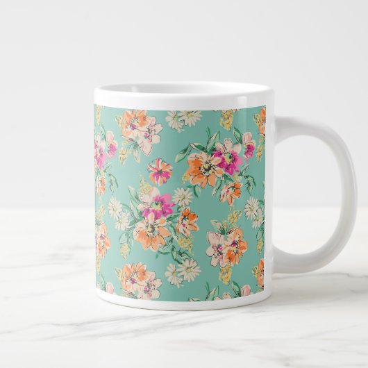 Bright Sketch Floral Pattern Grote Koffiekop (Rechts)