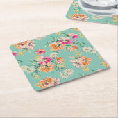 Bright Sketch Floral Pattern Kartonnen Onderzetters (Schuin)