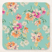 Bright Sketch Floral Pattern Kartonnen Onderzetters (Voorkant)