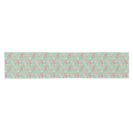 Bright Sketch Floral Pattern Korte Tafelloper (Horizontaal)