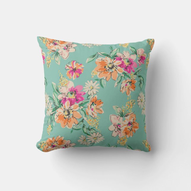 Bright Sketch Floral Pattern Kussen (Voorkant)