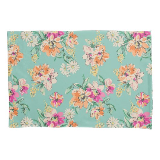 Bright Sketch Floral Pattern Kussensloop (Voorkant-Links)
