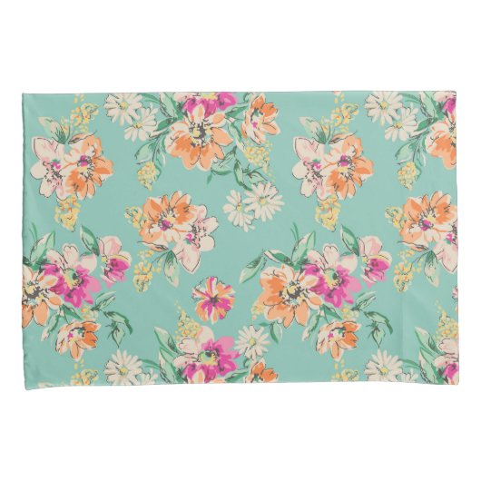 Bright Sketch Floral Pattern Kussensloop (Voorkant-Rechts)