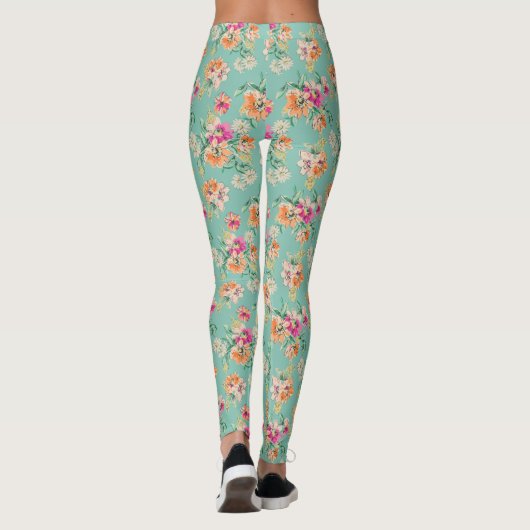 Bright Sketch Floral Pattern Leggings (Achterkant)