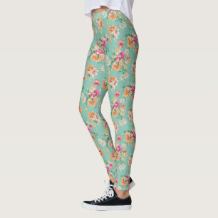 Bright Sketch Floral Pattern Leggings