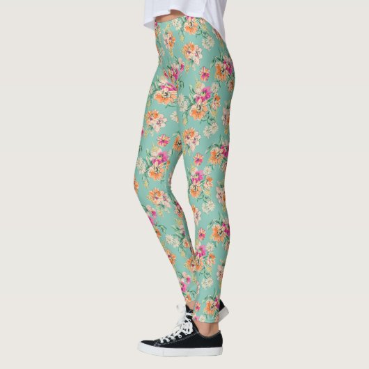 Bright Sketch Floral Pattern Leggings (Links)