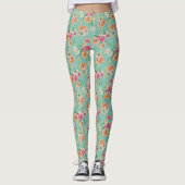 Bright Sketch Floral Pattern Leggings (Voorkant)