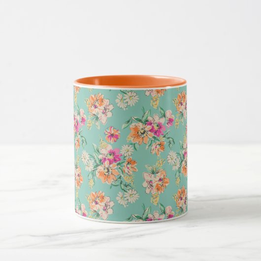 Bright Sketch Floral Pattern Mok (Midden)
