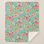 Bright Sketch Floral Pattern Sherpa Deken (Voorkant)