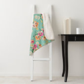 Bright Sketch Floral Pattern Sherpa Deken (In situ)