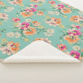 Bright Sketch Floral Pattern Sherpa Deken (3/4)
