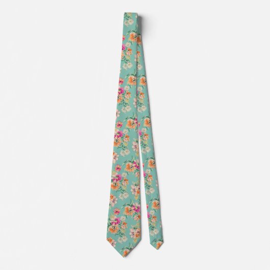 Bright Sketch Floral Pattern Stropdas (Voorkant)